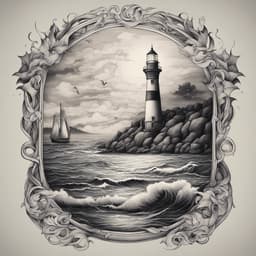 serene seascape tattoo