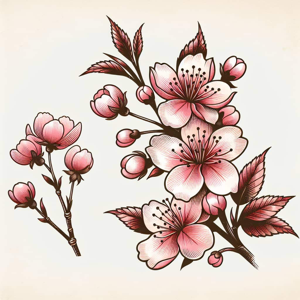 Japanese watercolor sakura flower Tattoo